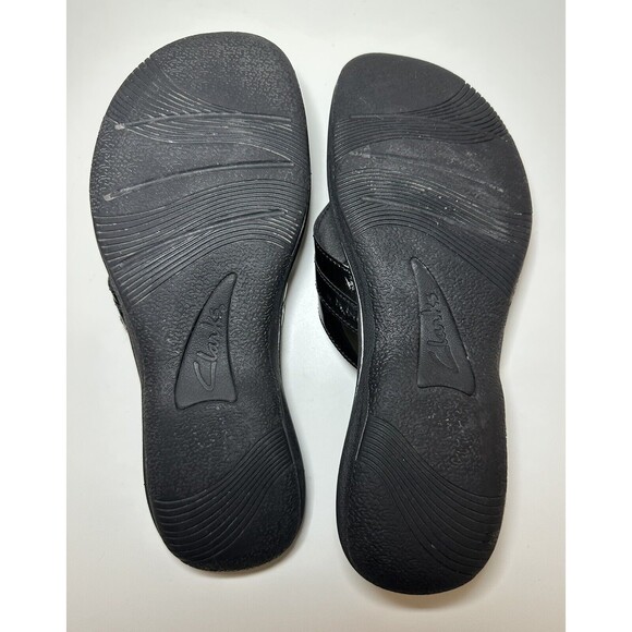 Clarks Cloudsteppers Cushion‎ Patent Black Breeze Flip Flop Sandals Women's 9 - Picture 8 of 8
